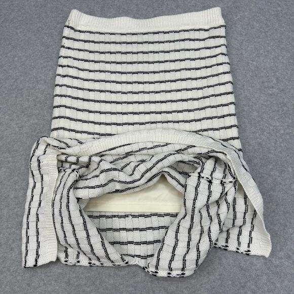 Freshman 1996 Maxi Skirt Striped Crochet WMNS M Ivory Black Cottagecore Boho - Picture 4 of 8